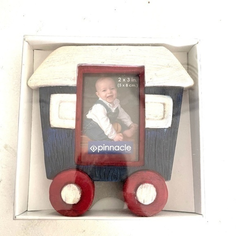 PINNACLE ceramic blue and red wagon picture frame